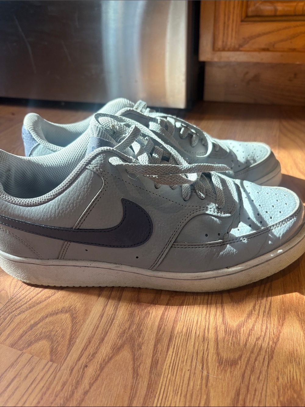 Nike Low-Top Sneakers in Light Gray with Dark Gray Swoosh